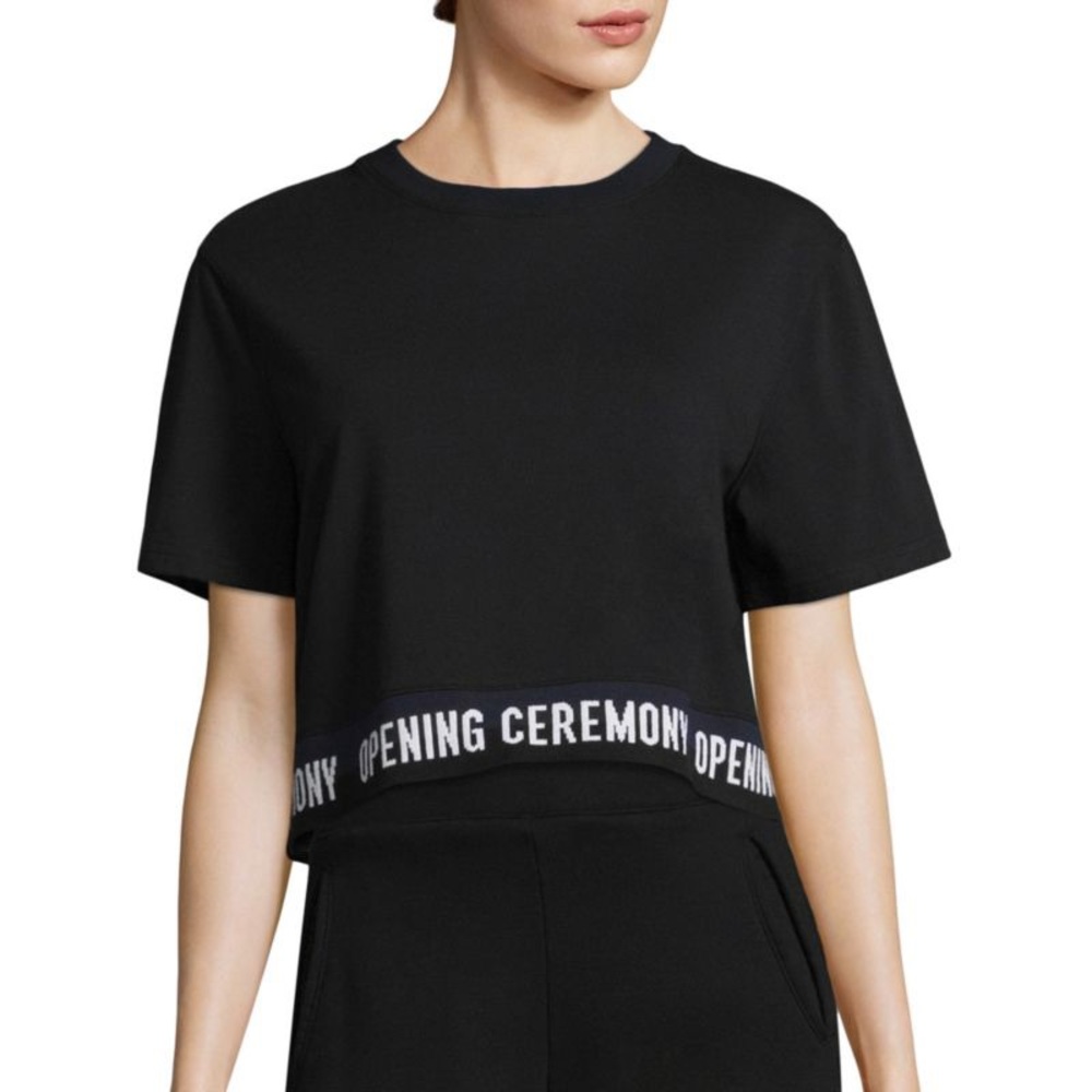 Opening Ceremony Black Logo Crop Shirt